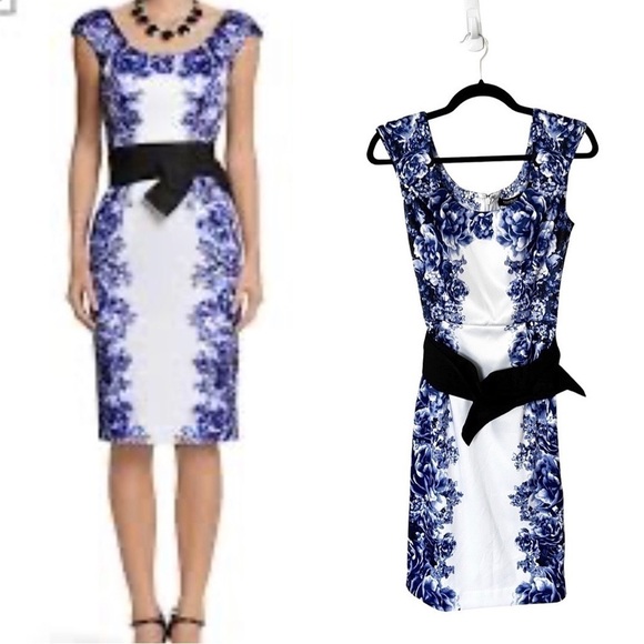 NWT WHITE HOUSE BLACK MARKET Floral Printed Sheath Dress Size 4 - Picture 1 of 7